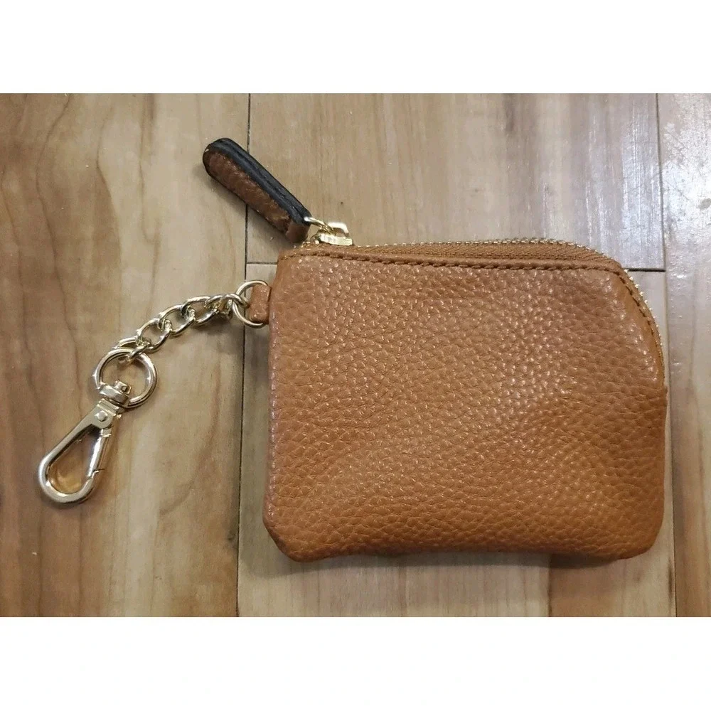 Steve Madden‎ Coin Purse Key Chain Tan Bag Charm Change Cash Pouch